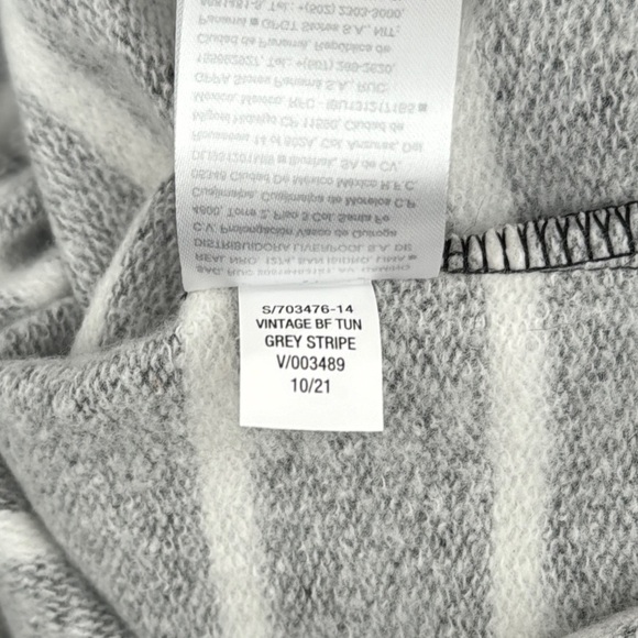 Old Navy Gray and White Striped Oversized Side Slit Crew Neck Sweater - Picture 10 of 10